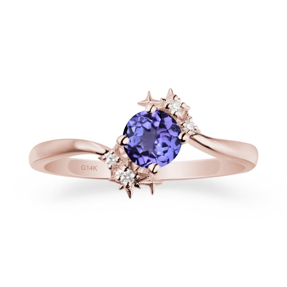 Bypass Round Tanzanite Statement Ring - LUO Jewelry #metal_14k rose gold