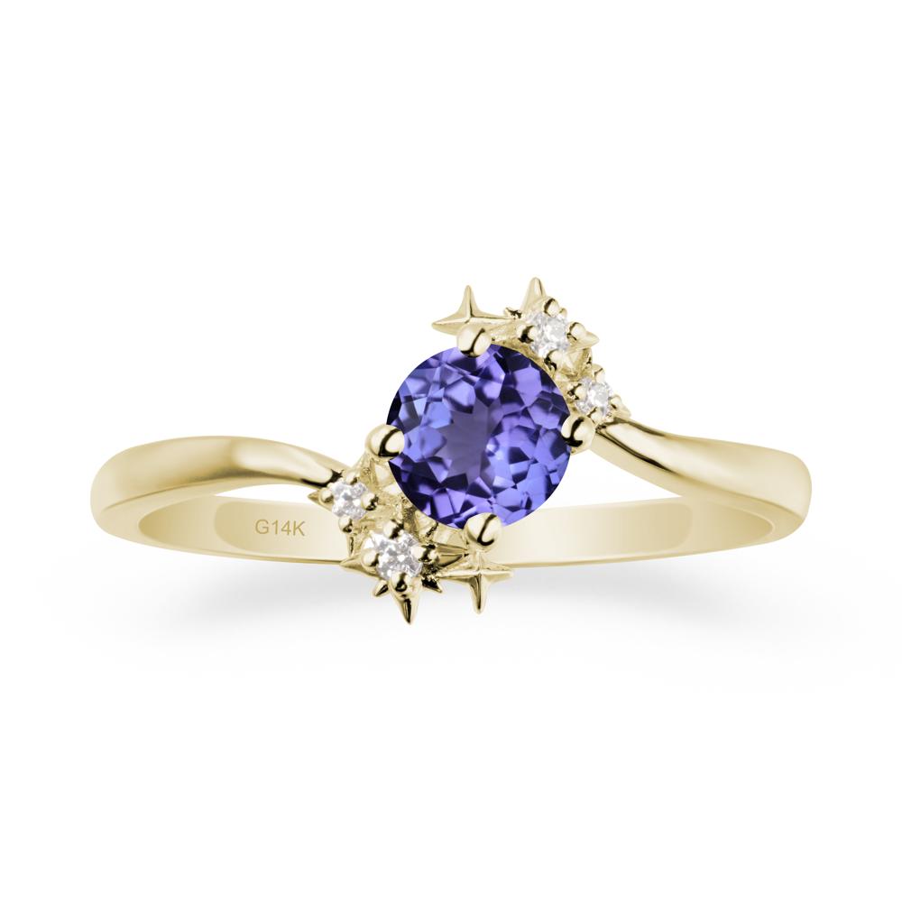 Bypass Round Tanzanite Statement Ring - LUO Jewelry #metal_14k yellow gold