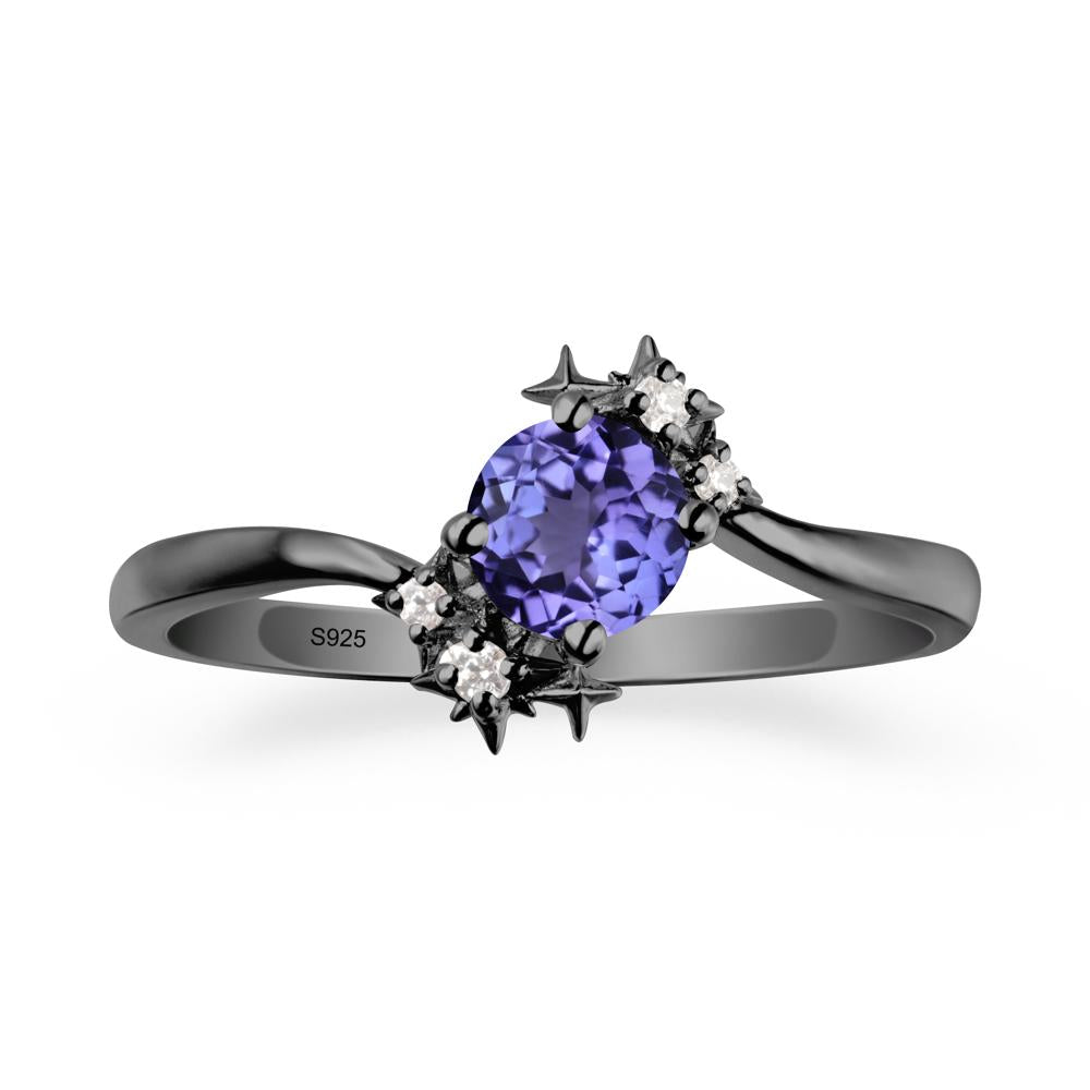 Bypass Round Tanzanite Statement Ring - LUO Jewelry #metal_black finish sterling silver
