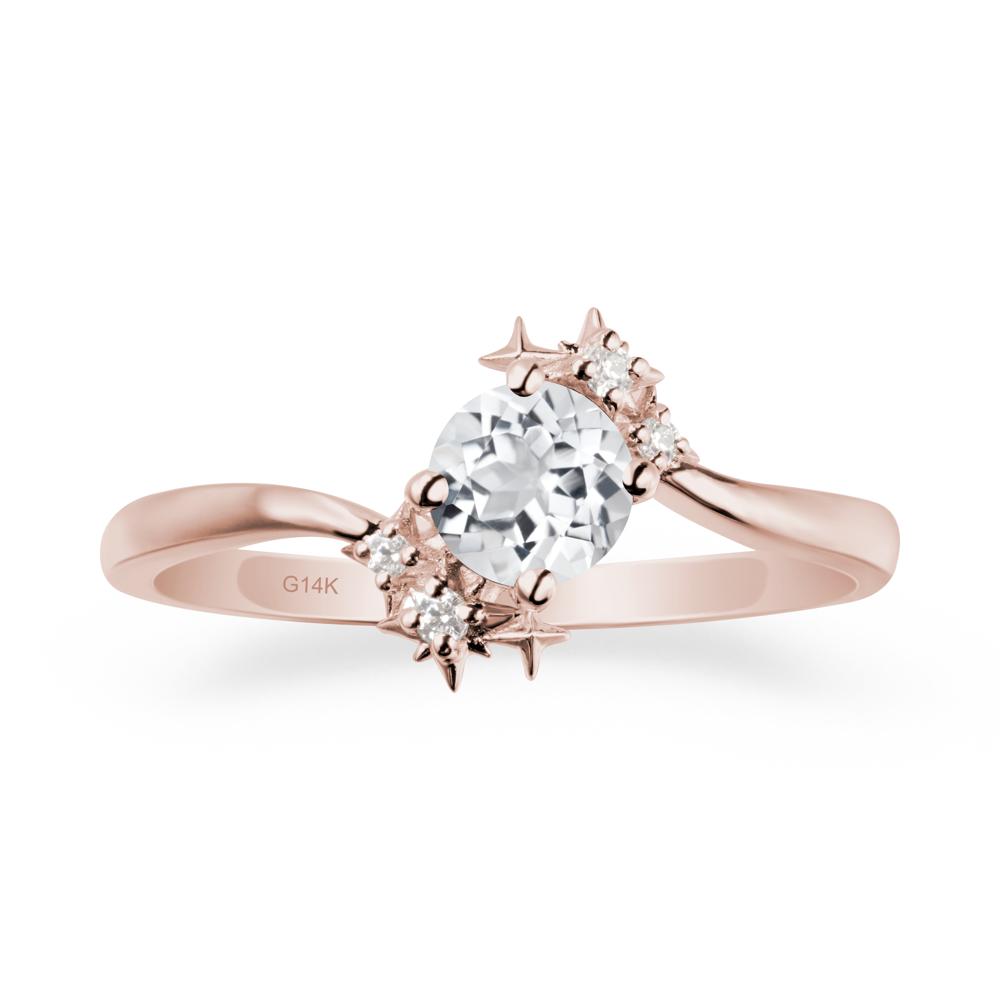 Round White Topaz Bypass Ring - LUO Jewelry #metal_14k rose gold