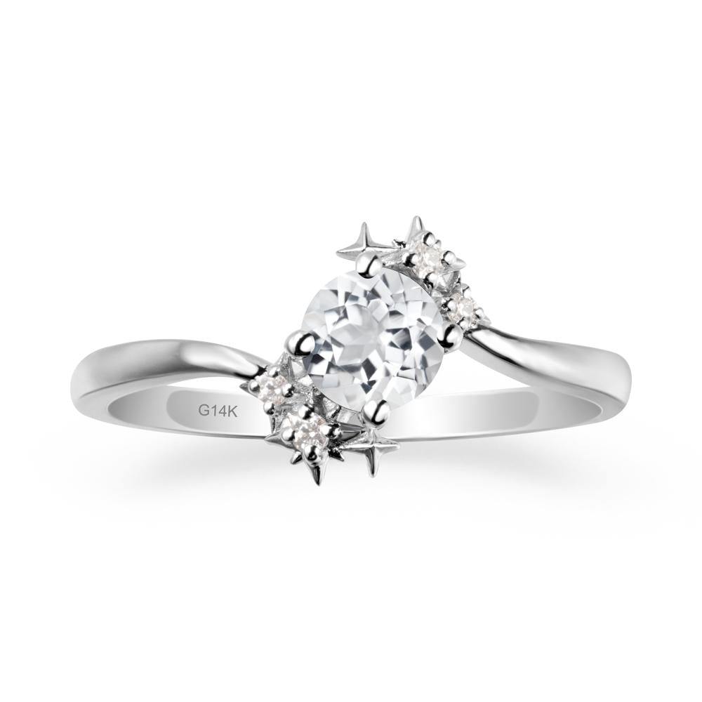 Round White Topaz Bypass Ring - LUO Jewelry #metal_14k white gold