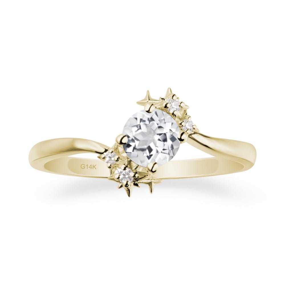 Round White Topaz Bypass Ring - LUO Jewelry #metal_14k yellow gold