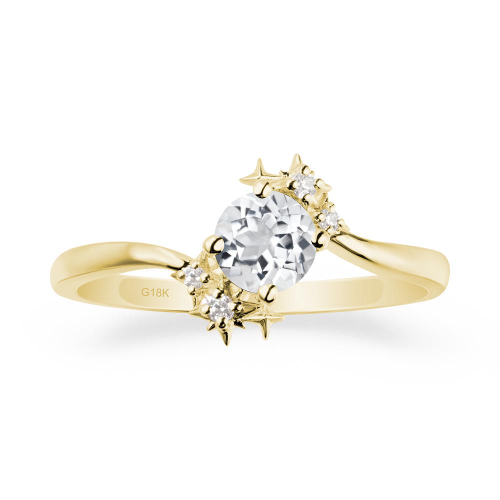 Round White Topaz Bypass Ring - LUO Jewelry #metal_18k yellow gold