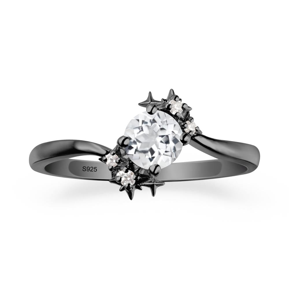 Round White Topaz Bypass Ring - LUO Jewelry #metal_black finish sterling silver