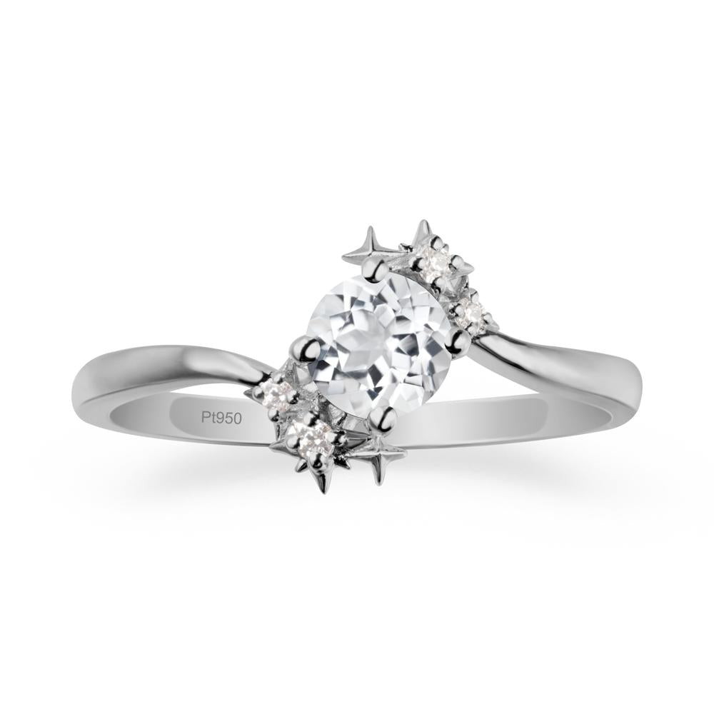 Round White Topaz Bypass Ring - LUO Jewelry #metal_platinum