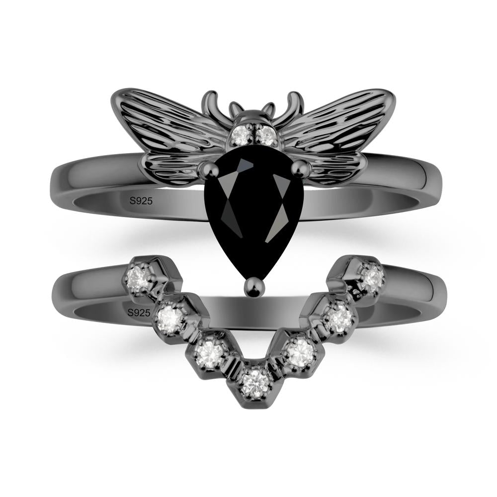 Queen Bee Inspired Black Spinel Ring Set - LUO Jewelry #metal_xxxxx