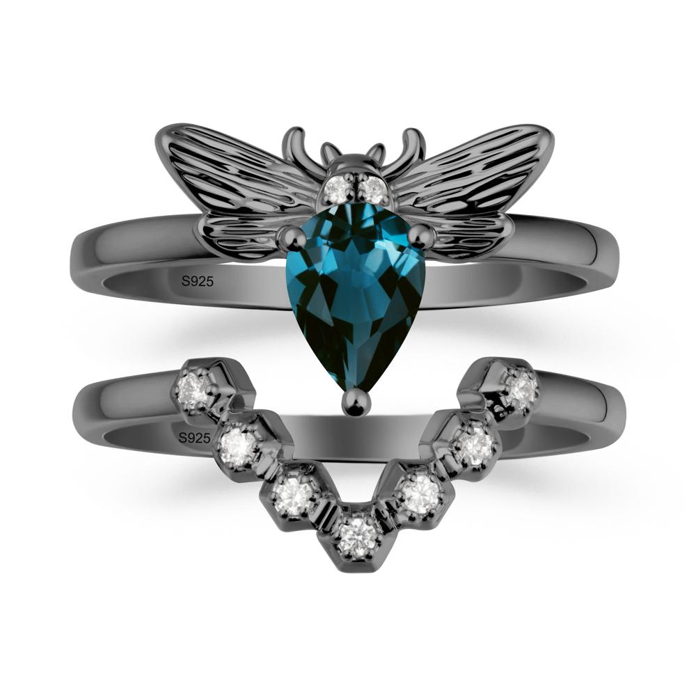 Queen Bee Inspired London Blue Topaz Ring Set - LUO Jewelry #metal_xxxxx