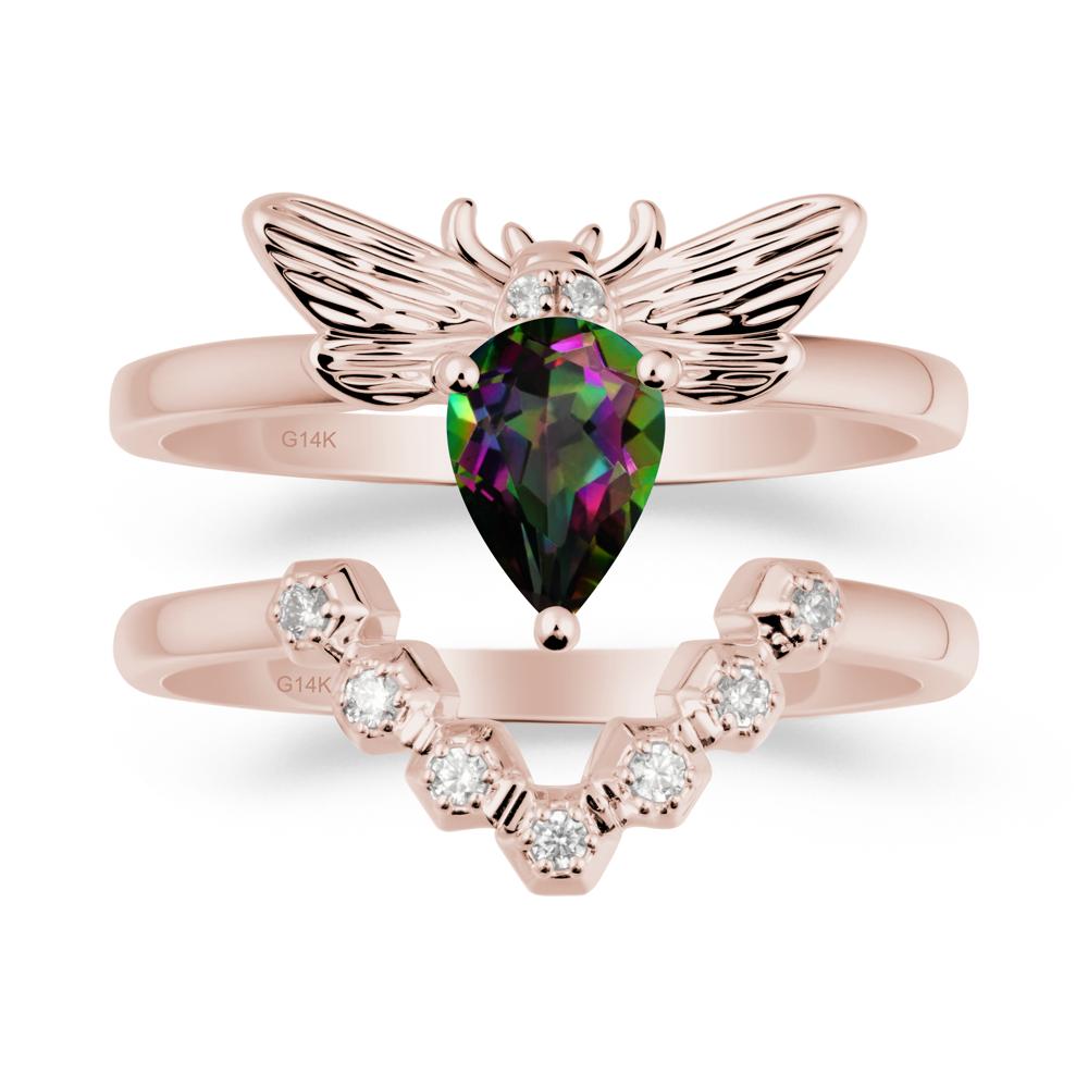 Pear Shapped Mystic Topaz Bee Ring Set - LUO Jewelry #metal_xxxxx