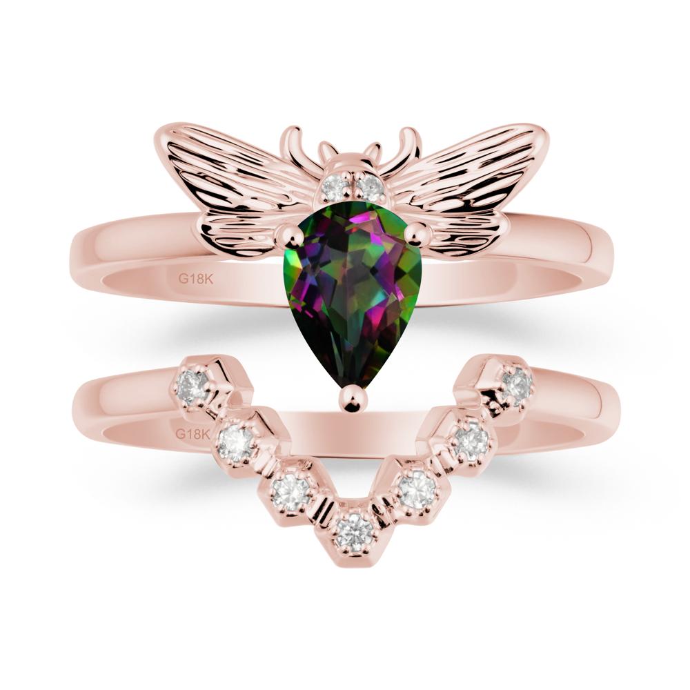 Pear Shapped Mystic Topaz Bee Ring Set - LUO Jewelry #metal_xxxxx