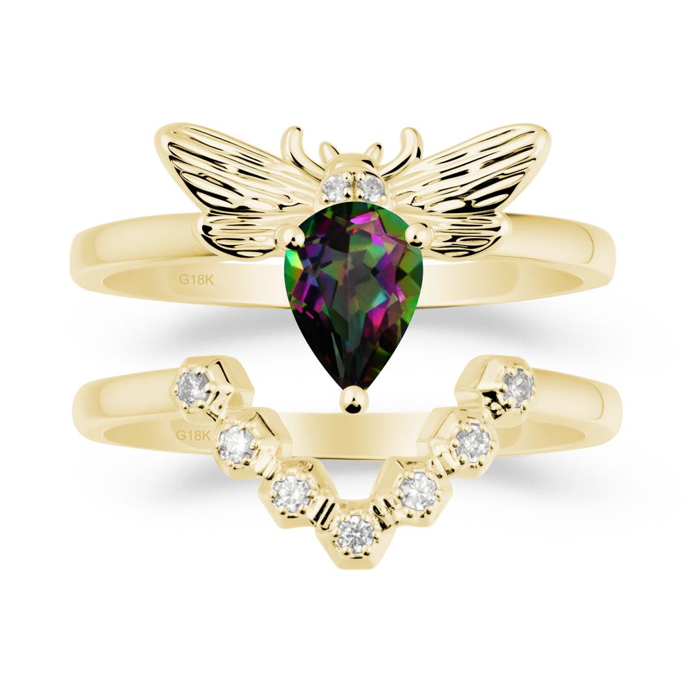 Pear Shapped Mystic Topaz Bee Ring Set - LUO Jewelry #metal_xxxxx