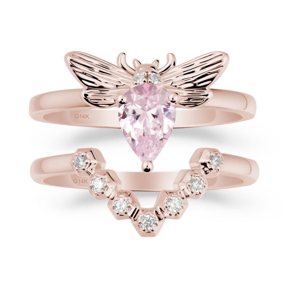 Queen Bee Inspired Pink Cubic Zirconia Ring Set - LUO Jewelry #metal_xxxxx