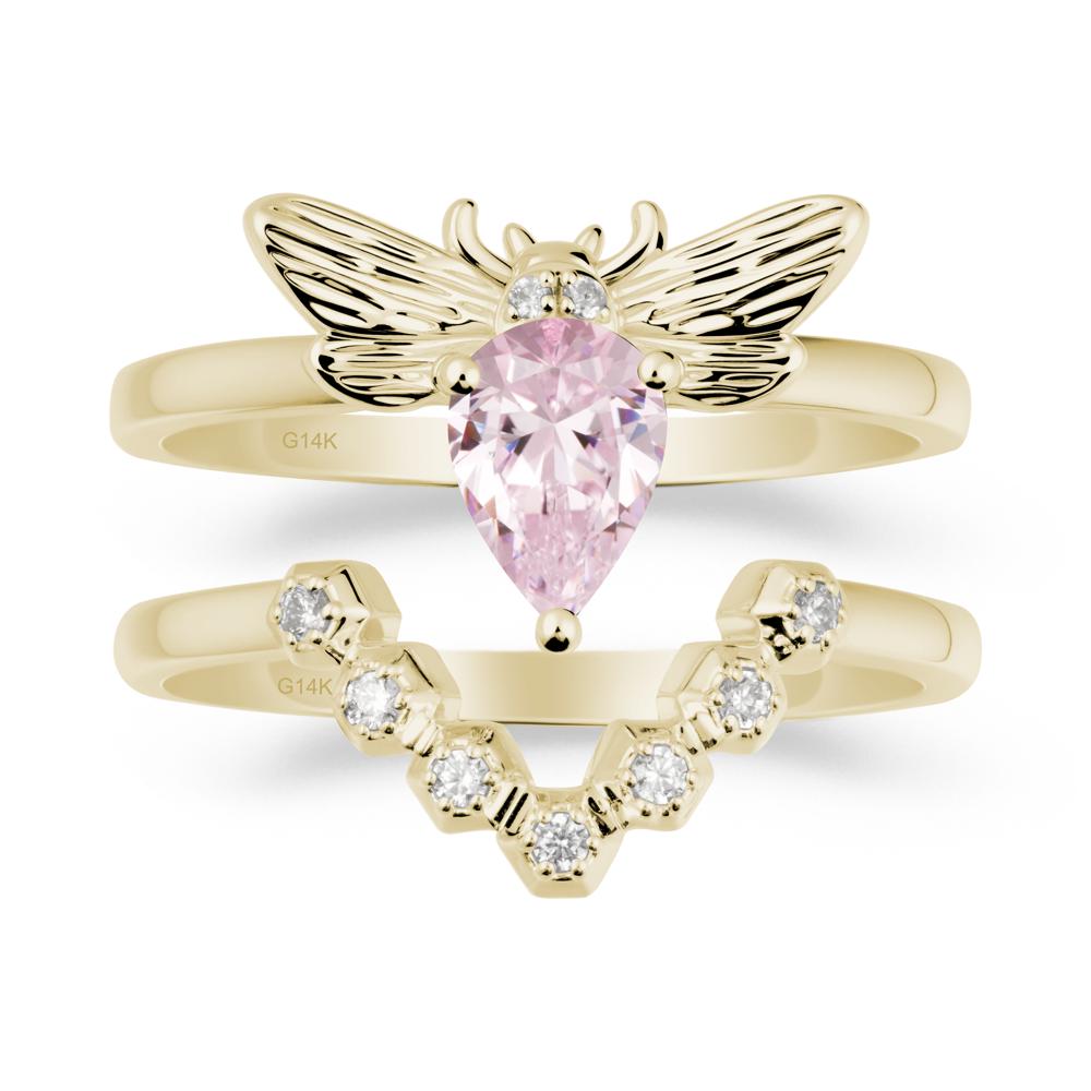 Queen Bee Inspired Pink Cubic Zirconia Ring Set - LUO Jewelry #metal_xxxxx
