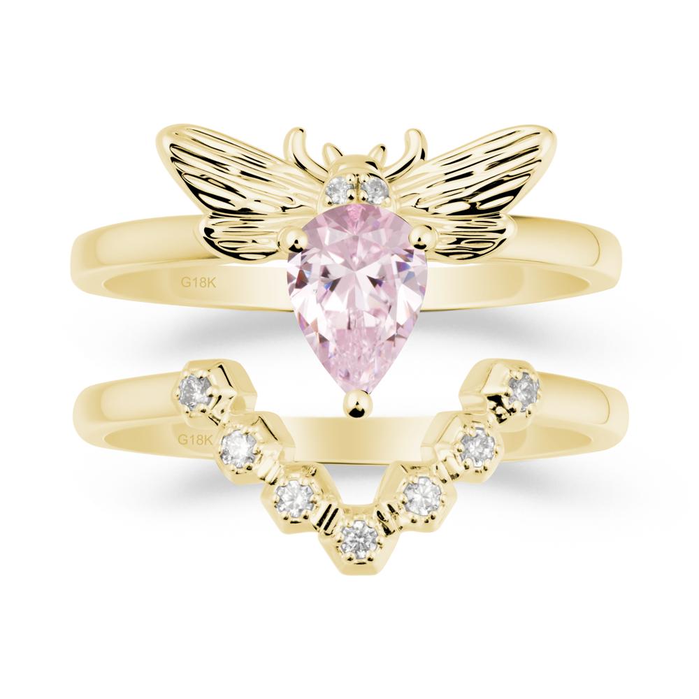 Queen Bee Inspired Pink Cubic Zirconia Ring Set - LUO Jewelry #metal_xxxxx