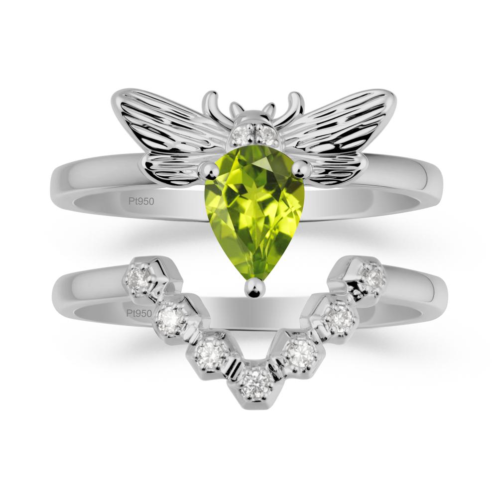 Pear Shapped Peridot Bee Ring Set - LUO Jewelry #metal_xxxxx
