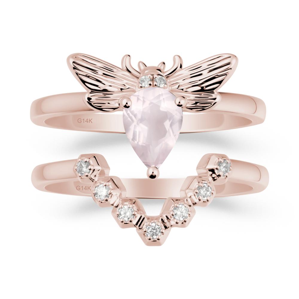 Queen Bee Inspired Rose Quartz Ring Set - LUO Jewelry #metal_xxxxx