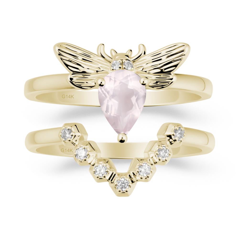 Queen Bee Inspired Rose Quartz Ring Set - LUO Jewelry #metal_xxxxx