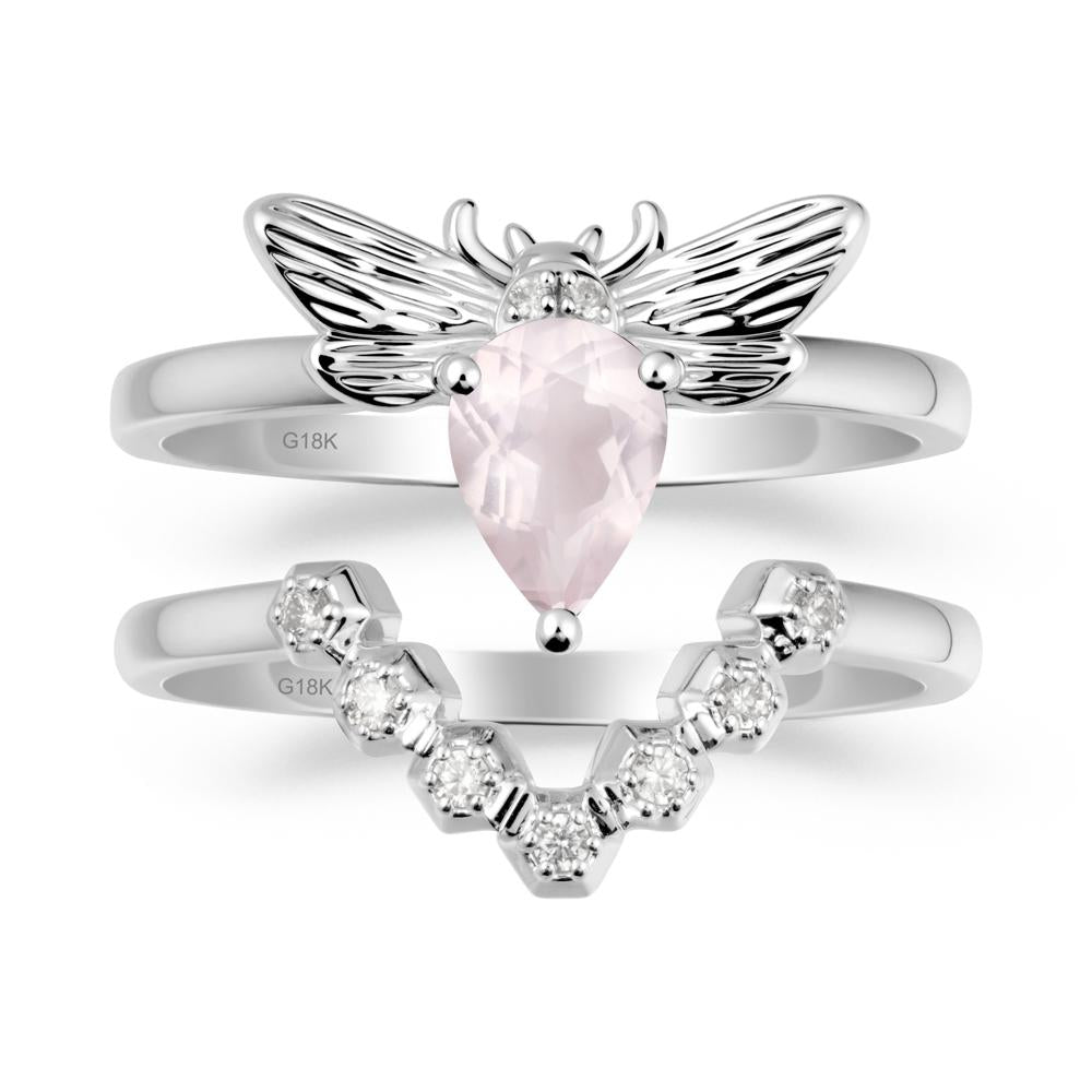 Queen Bee Inspired Rose Quartz Ring Set - LUO Jewelry #metal_xxxxx