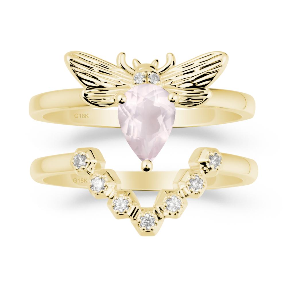 Queen Bee Inspired Rose Quartz Ring Set - LUO Jewelry #metal_xxxxx