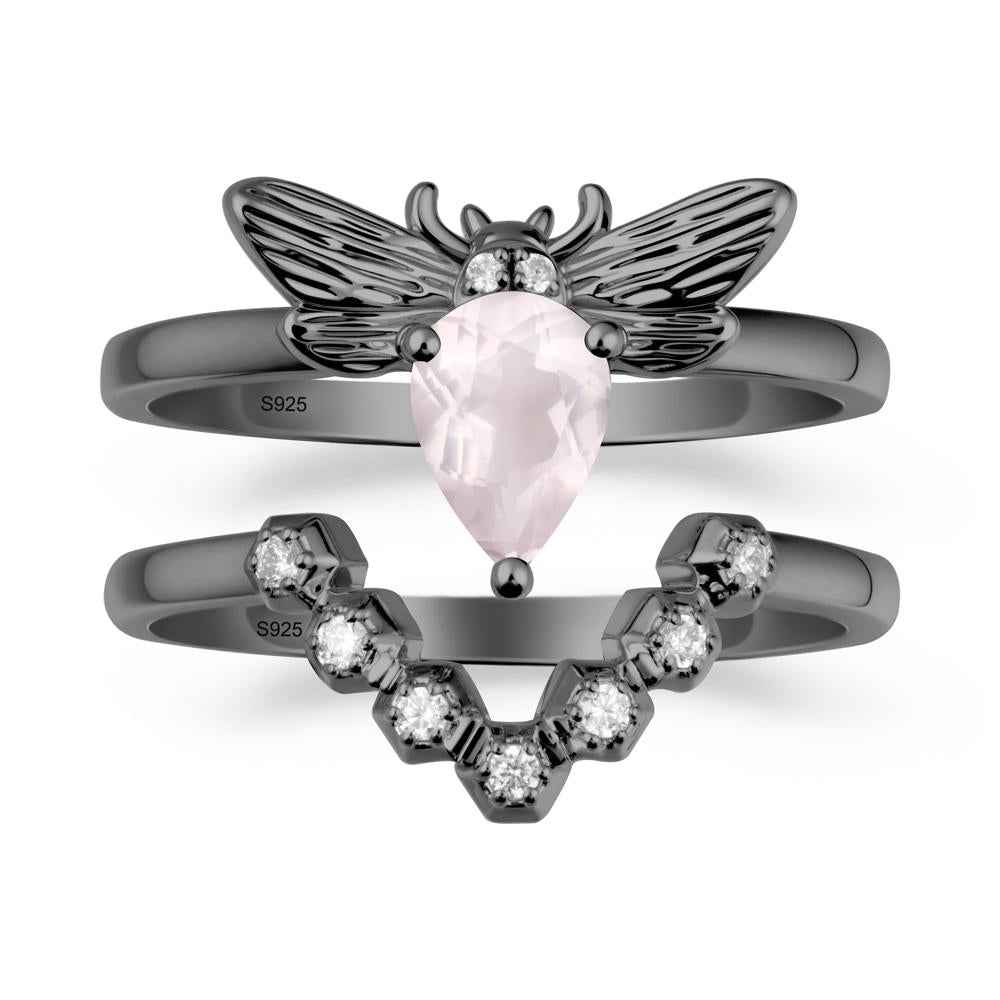 Queen Bee Inspired Rose Quartz Ring Set - LUO Jewelry #metal_xxxxx