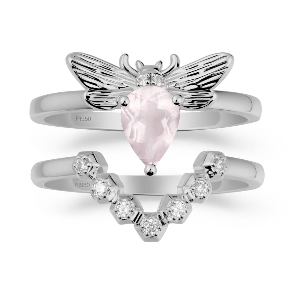 Queen Bee Inspired Rose Quartz Ring Set - LUO Jewelry #metal_xxxxx