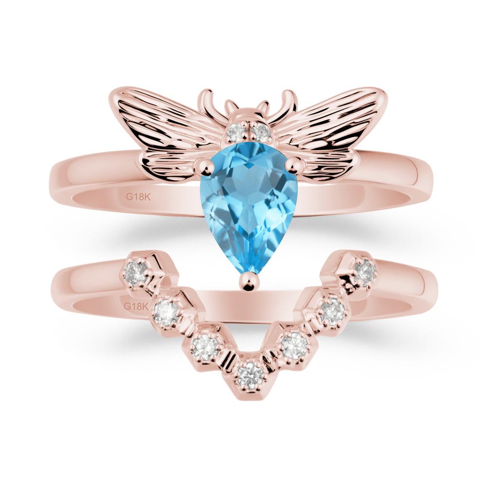 Queen Bee Inspired Swiss Blue Topaz Ring Set - LUO Jewelry #metal_xxxxx