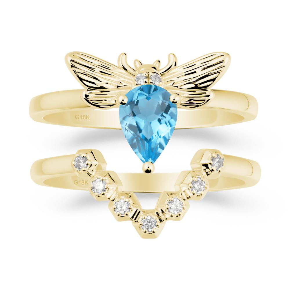 Queen Bee Inspired Swiss Blue Topaz Ring Set - LUO Jewelry #metal_xxxxx