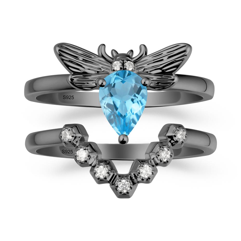 Queen Bee Inspired Swiss Blue Topaz Ring Set - LUO Jewelry #metal_xxxxx