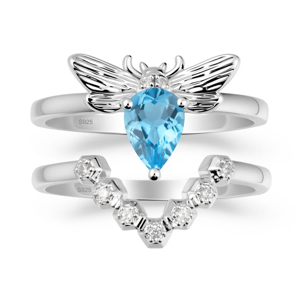 Queen Bee Inspired Swiss Blue Topaz Ring Set - LUO Jewelry #metal_xxxxx