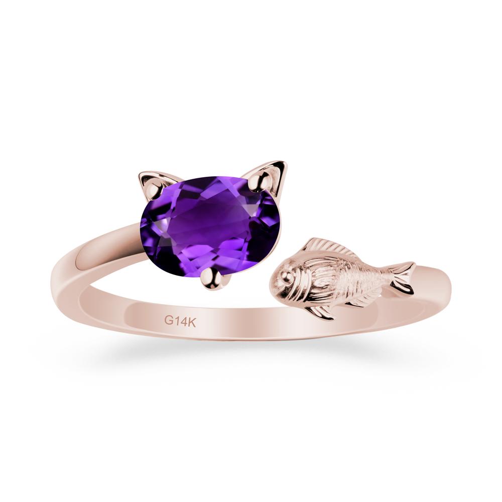 Amethyst Fish and Cat Ring - LUO Jewelry #metal_14k rose gold
