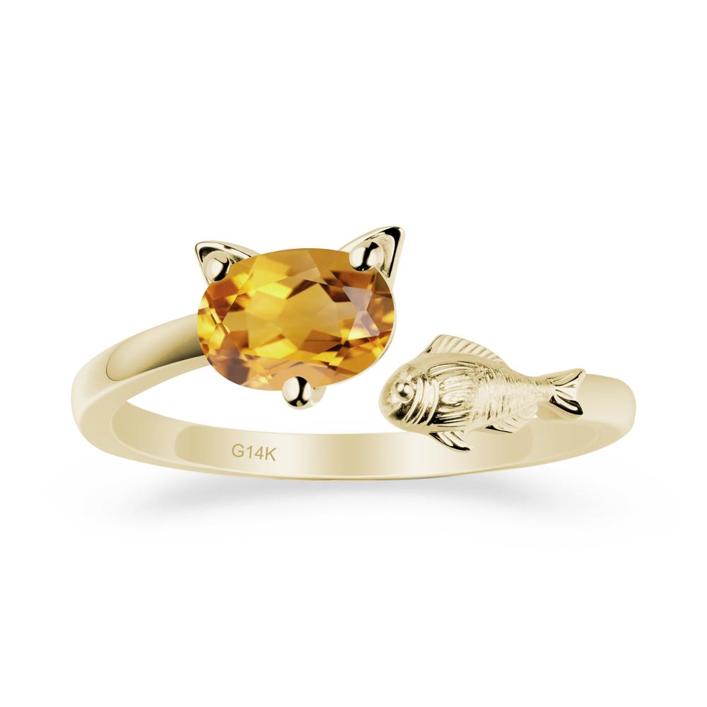 Citrine Fish and Cat Ring - LUO Jewelry #metal_14k yellow gold
