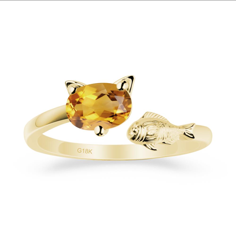 Citrine Fish and Cat Ring - LUO Jewelry #metal_18k yellow gold