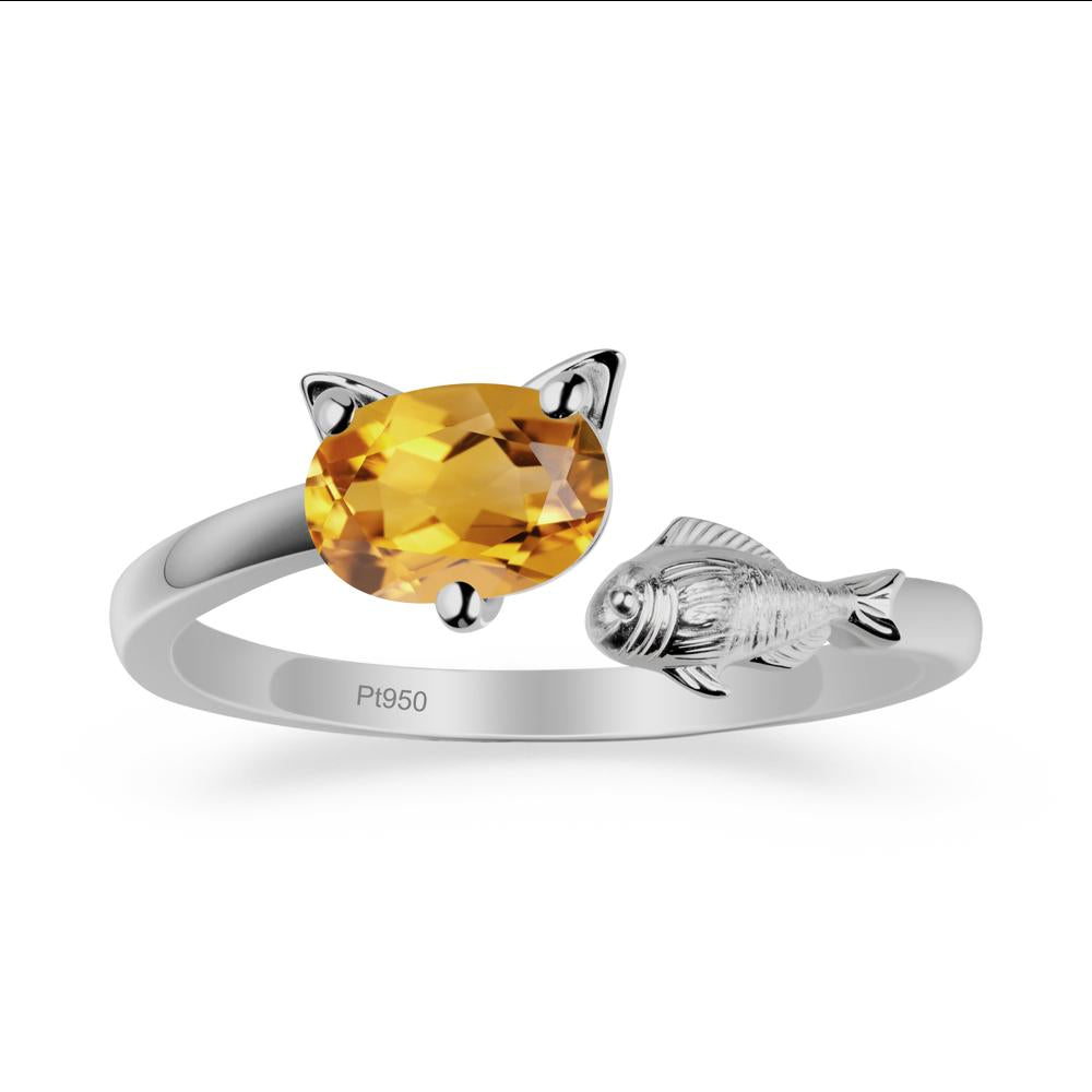 Citrine Fish and Cat Ring - LUO Jewelry #metal_platinum