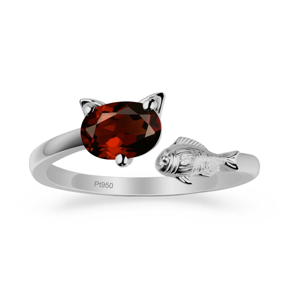Garnet Cat and Fish Ring - LUO Jewelry #metal_platinum