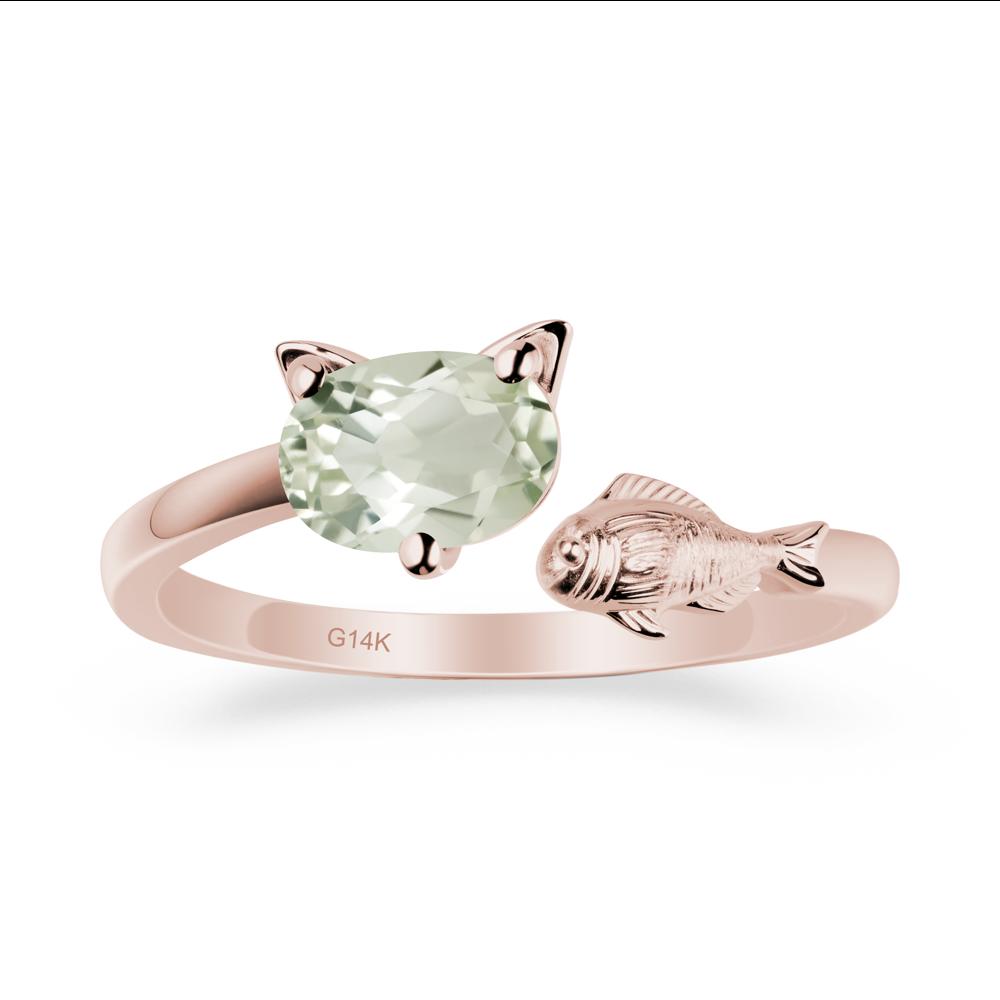 Green Amethyst Fish and Cat Ring - LUO Jewelry #metal_14k rose gold