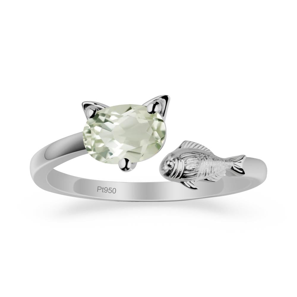 Green Amethyst Fish and Cat Ring - LUO Jewelry #metal_platinum