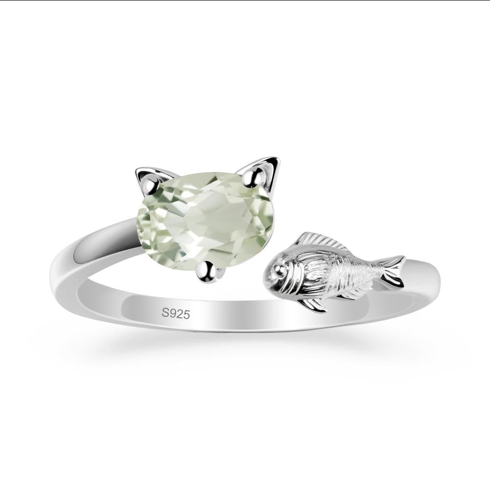 Green Amethyst Fish and Cat Ring - LUO Jewelry #metal_sterling silver