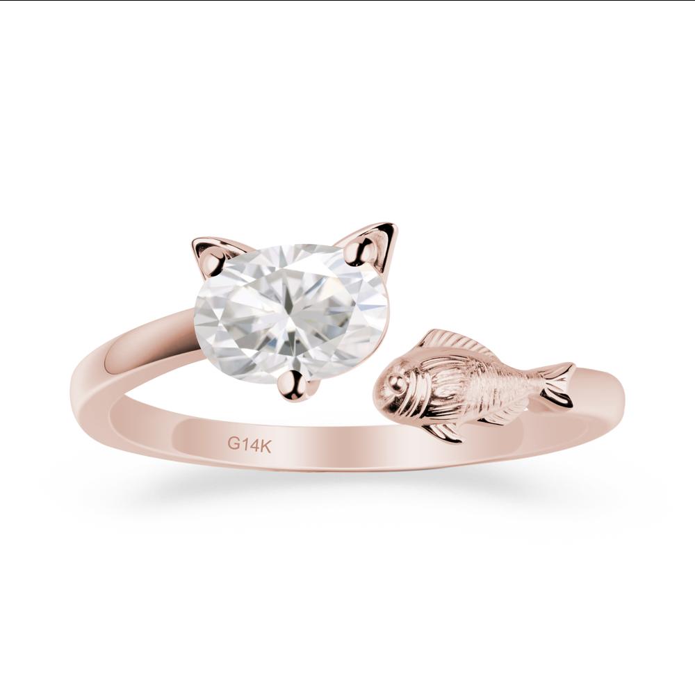 Cat and Fish Moissanite Open Ring - LUO Jewelry #metal_14k rose gold