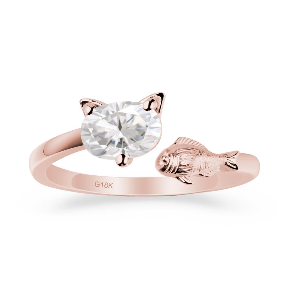 Cat and Fish Moissanite Open Ring - LUO Jewelry #metal_18k rose gold