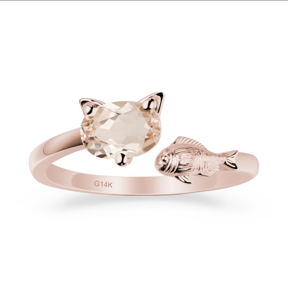 Morganite Cat and Fish Ring - LUO Jewelry #metal_14k rose gold