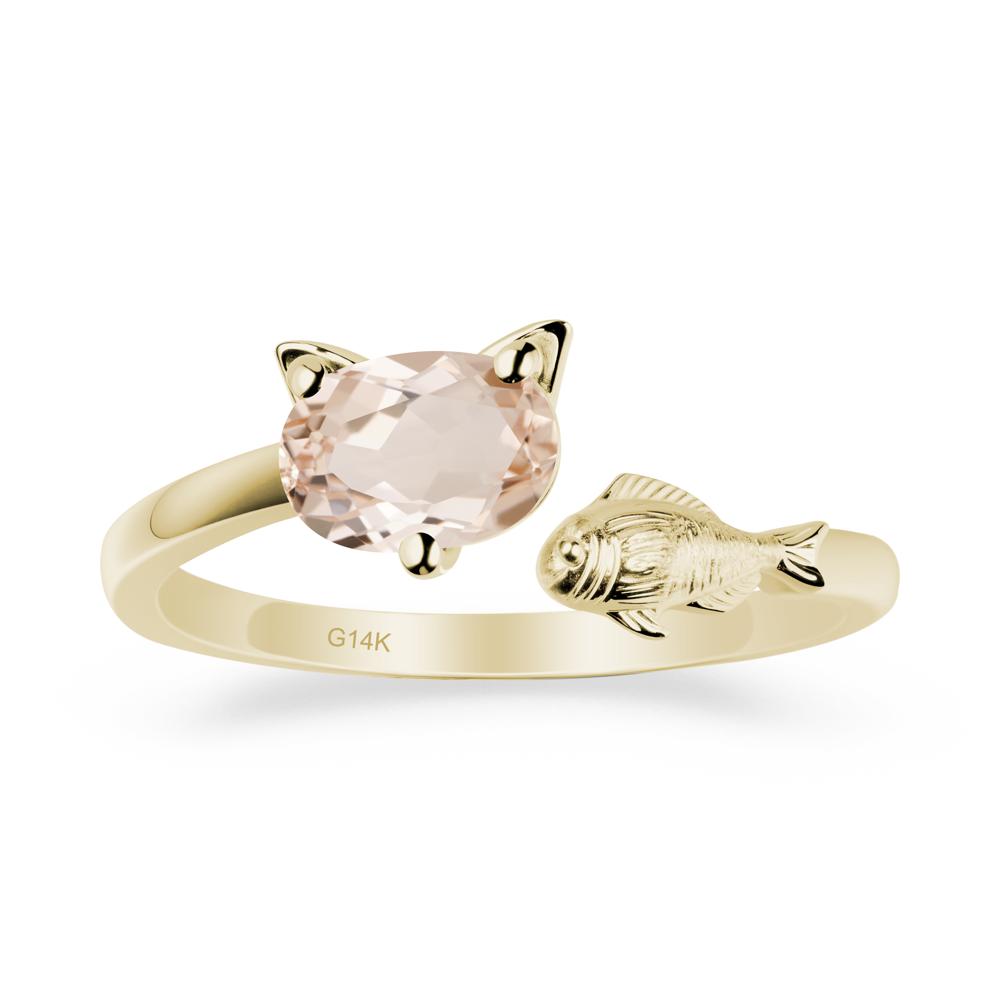 Morganite Cat and Fish Ring - LUO Jewelry #metal_14k yellow gold