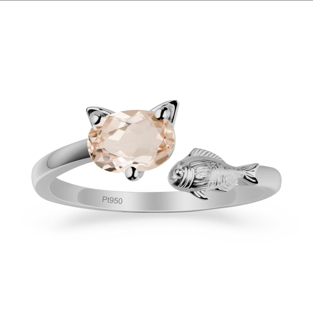 Morganite Cat and Fish Ring - LUO Jewelry #metal_platinum