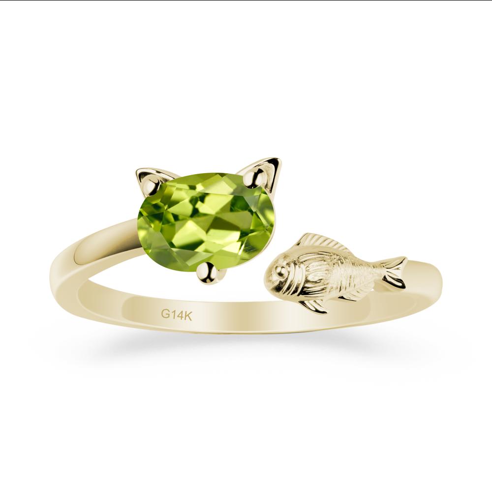 Peridot Fish and Cat Ring - LUO Jewelry #metal_14k yellow gold