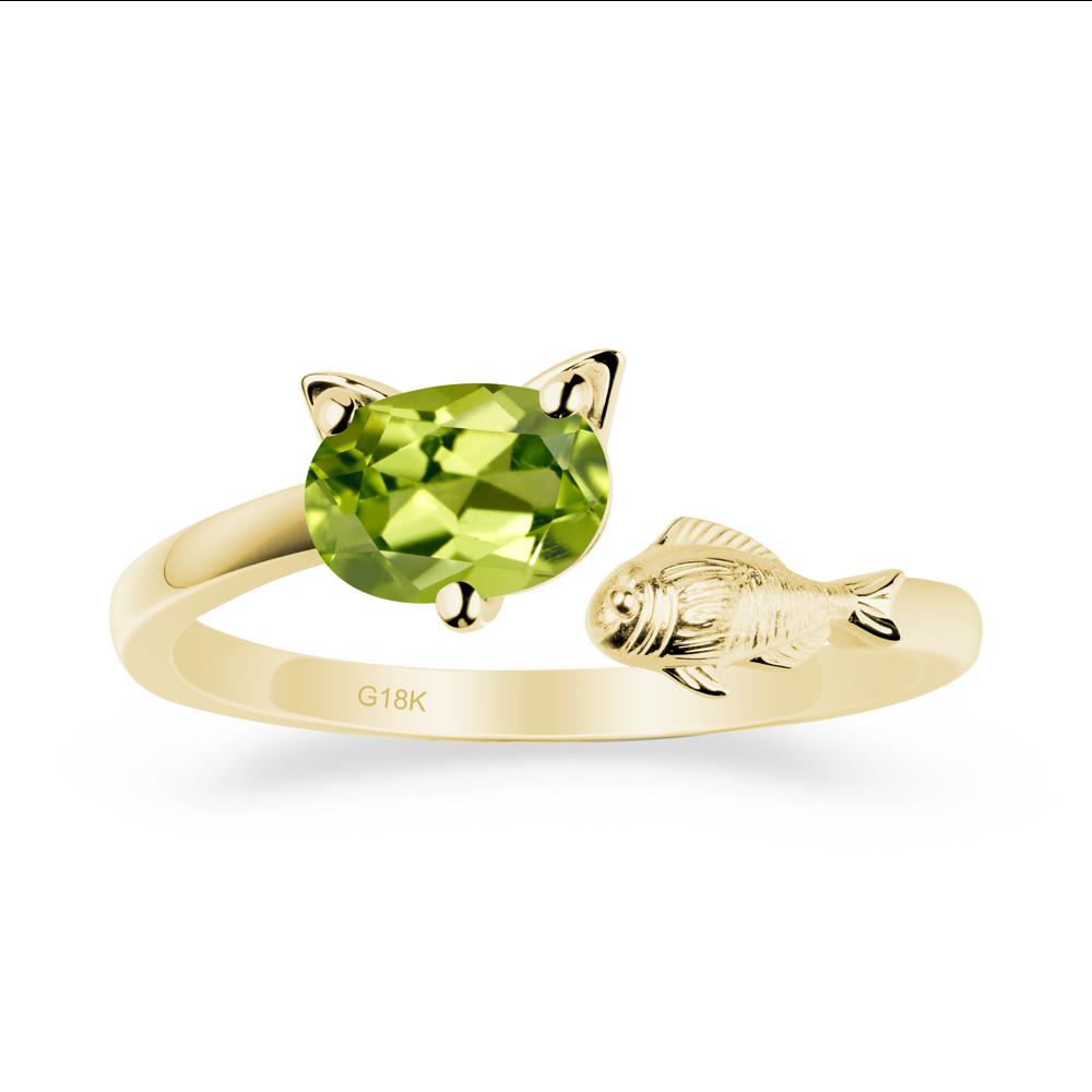 Peridot Fish and Cat Ring - LUO Jewelry #metal_18k yellow gold