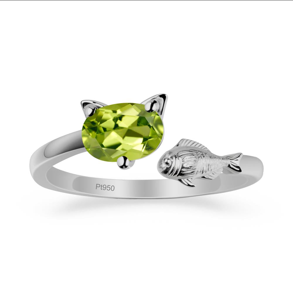 Peridot Fish and Cat Ring - LUO Jewelry #metal_platinum