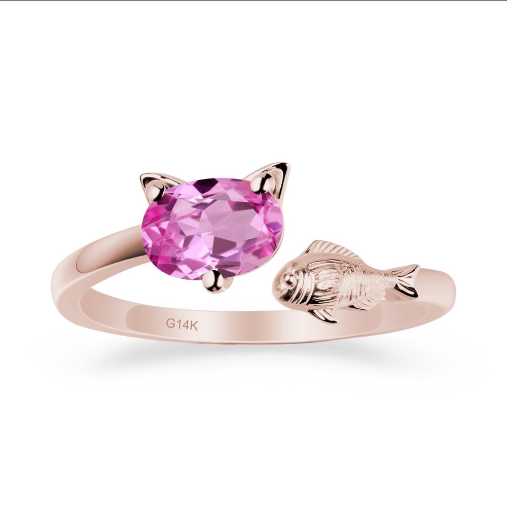 Cat and Fish Pink Sapphire Bypass Ring - LUO Jewelry #metal_14k rose gold