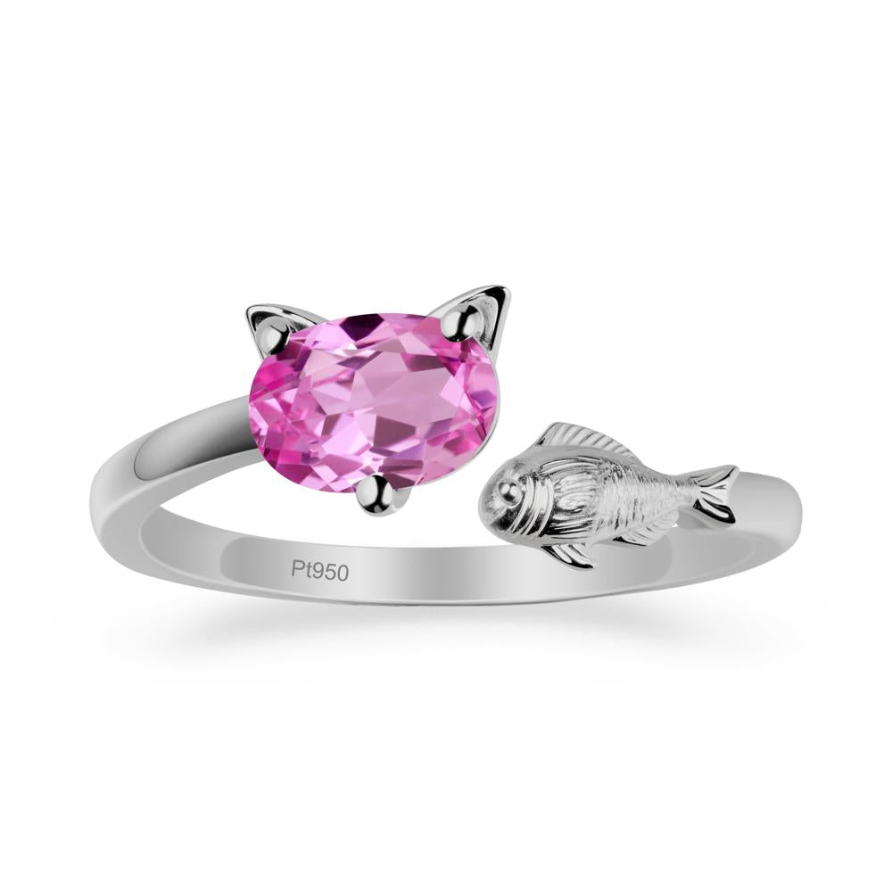 Cat and Fish Pink Sapphire Bypass Ring - LUO Jewelry #metal_platinum