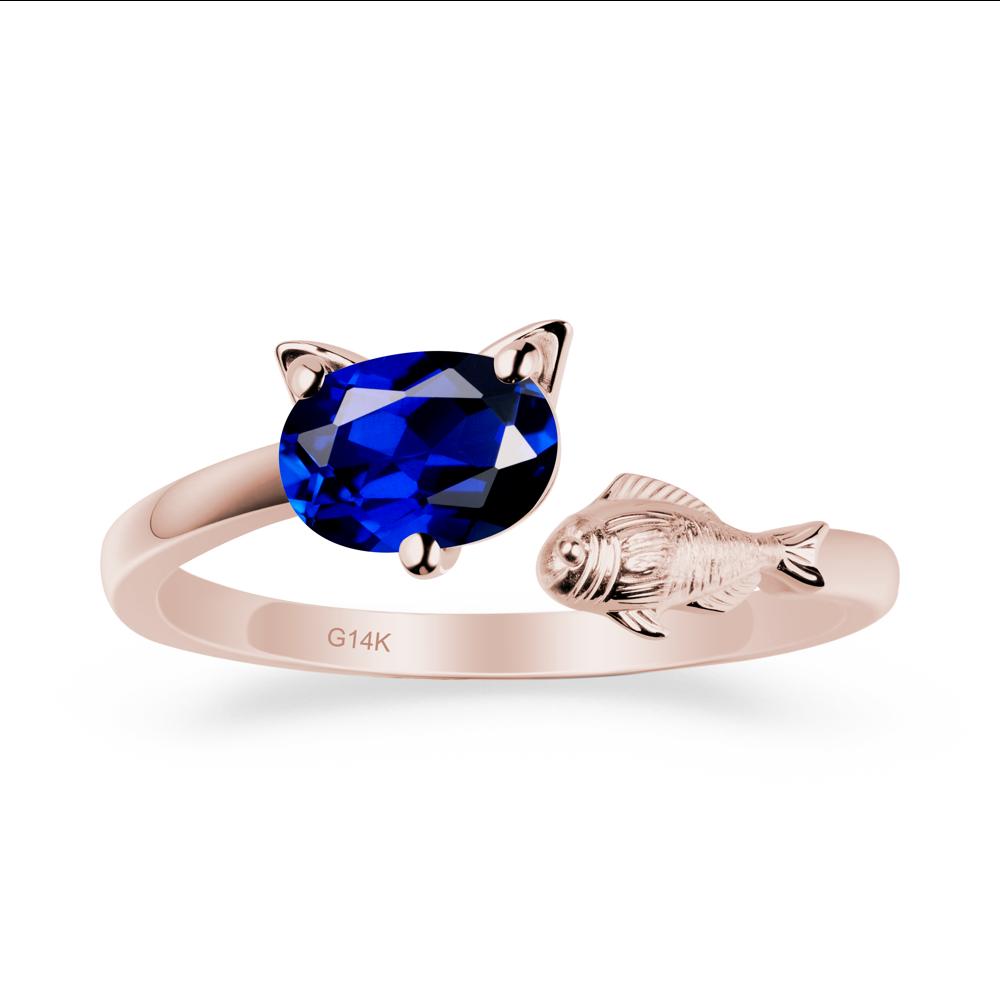 Sapphire Fish and Cat Ring - LUO Jewelry #metal_14k rose gold