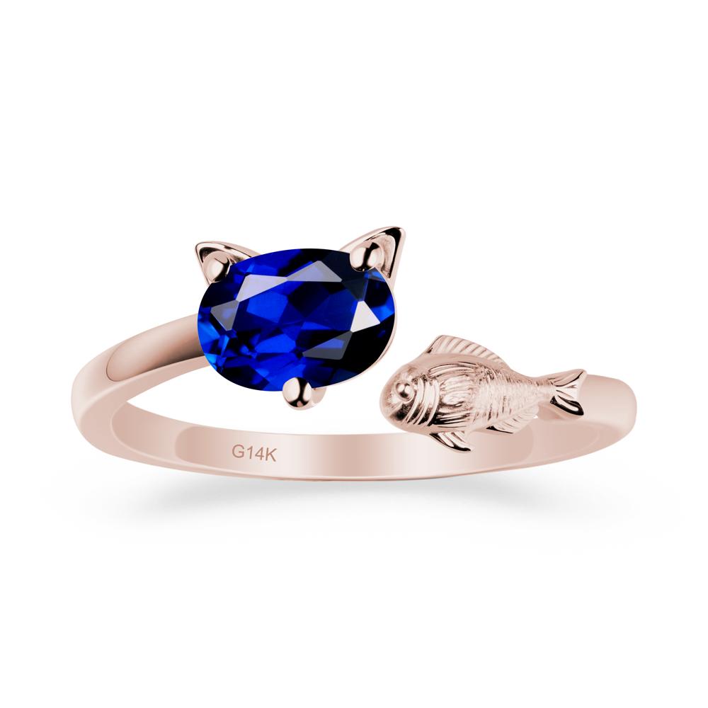 Sapphire Fish and Cat Ring - LUO Jewelry #metal_14k rose gold