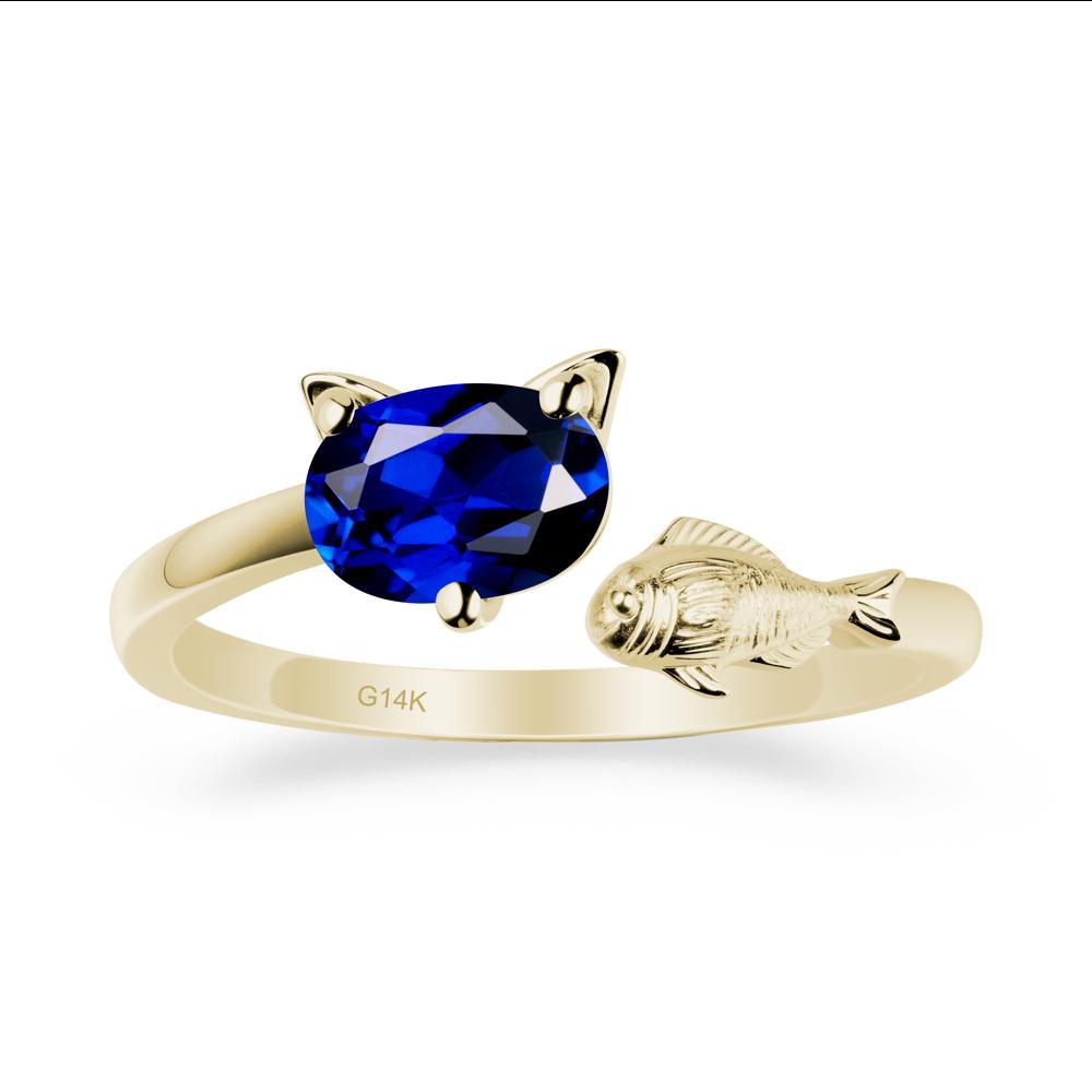 Sapphire Fish and Cat Ring - LUO Jewelry #metal_14k yellow gold