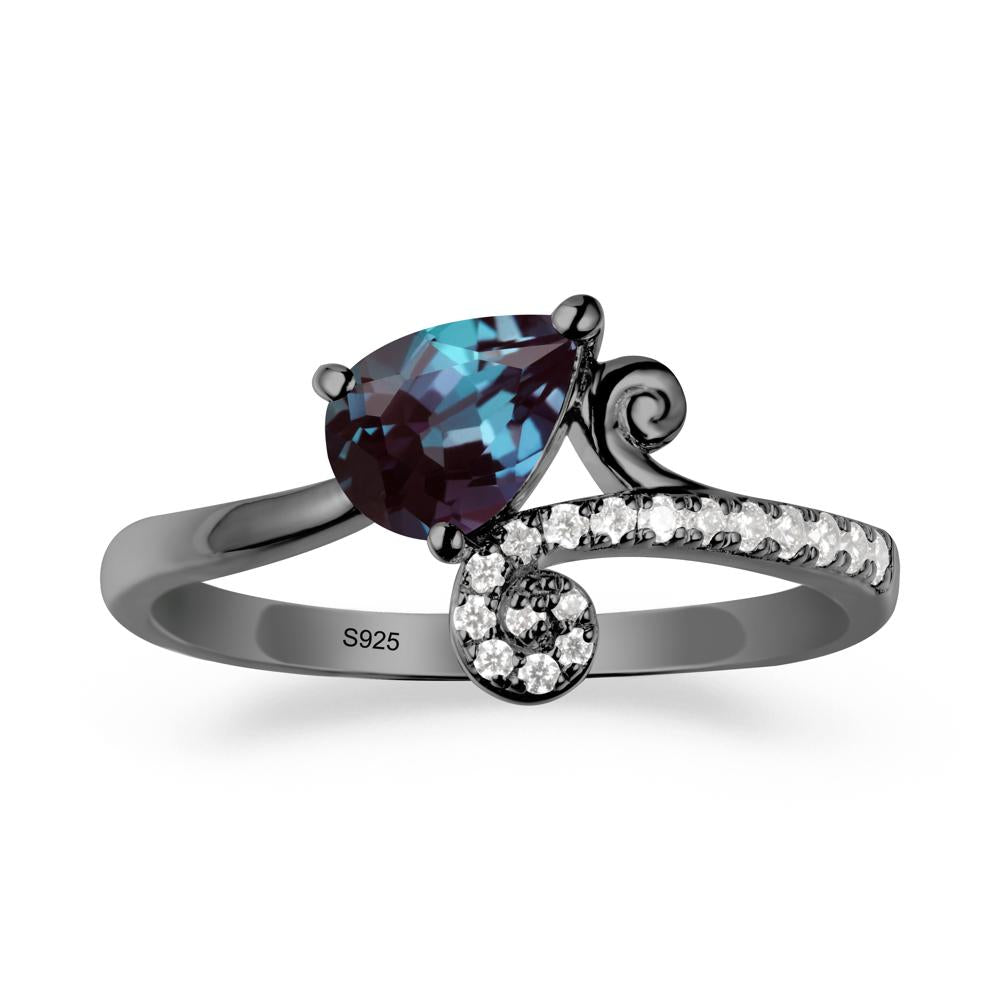 Teardrop Alexandrite Swirl Ring - LUO Jewelry #metal_black finish sterling silver
